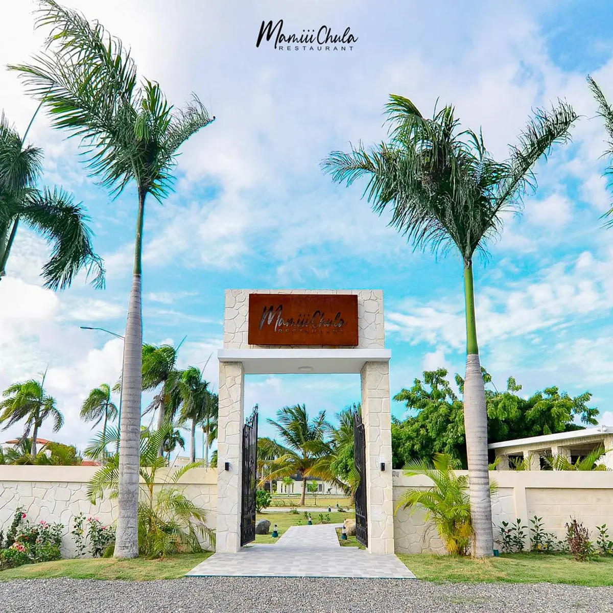The entrance gate to Mamiii Chula Restaurant at Playa Palmera Beach Resort.